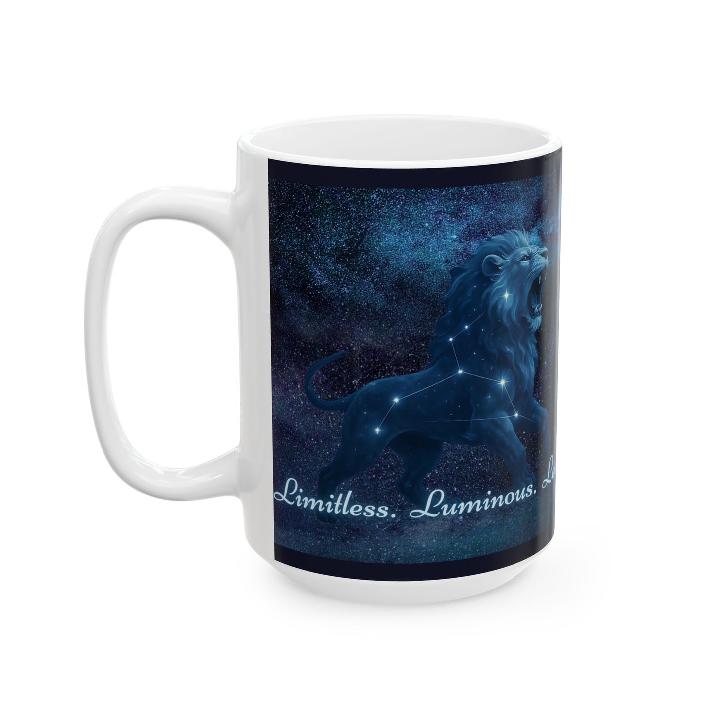 Celestial Lion Mug - Limitless Luminous Leo | Astrology Gift, Zodiac Mug, Leo Decor, Cosmic Coffee Cup, Starry Night Drinkware