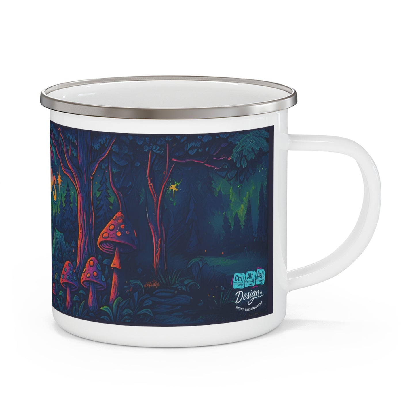 Enamel Mug - Psychedelic Camping Trip Wilderness Camp Fire Swirls