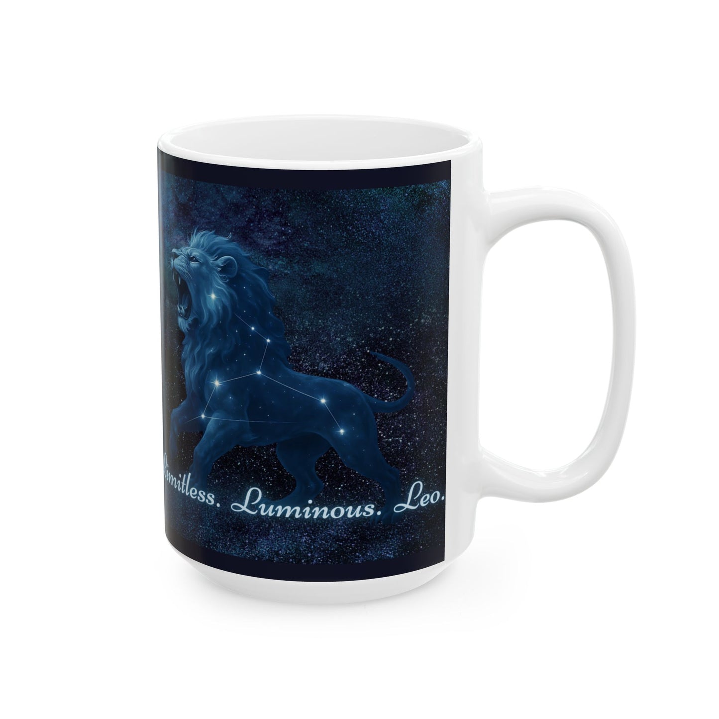 Celestial Lion Mug - Limitless Luminous Leo | Astrology Gift, Zodiac Mug, Leo Decor, Cosmic Coffee Cup, Starry Night Drinkware
