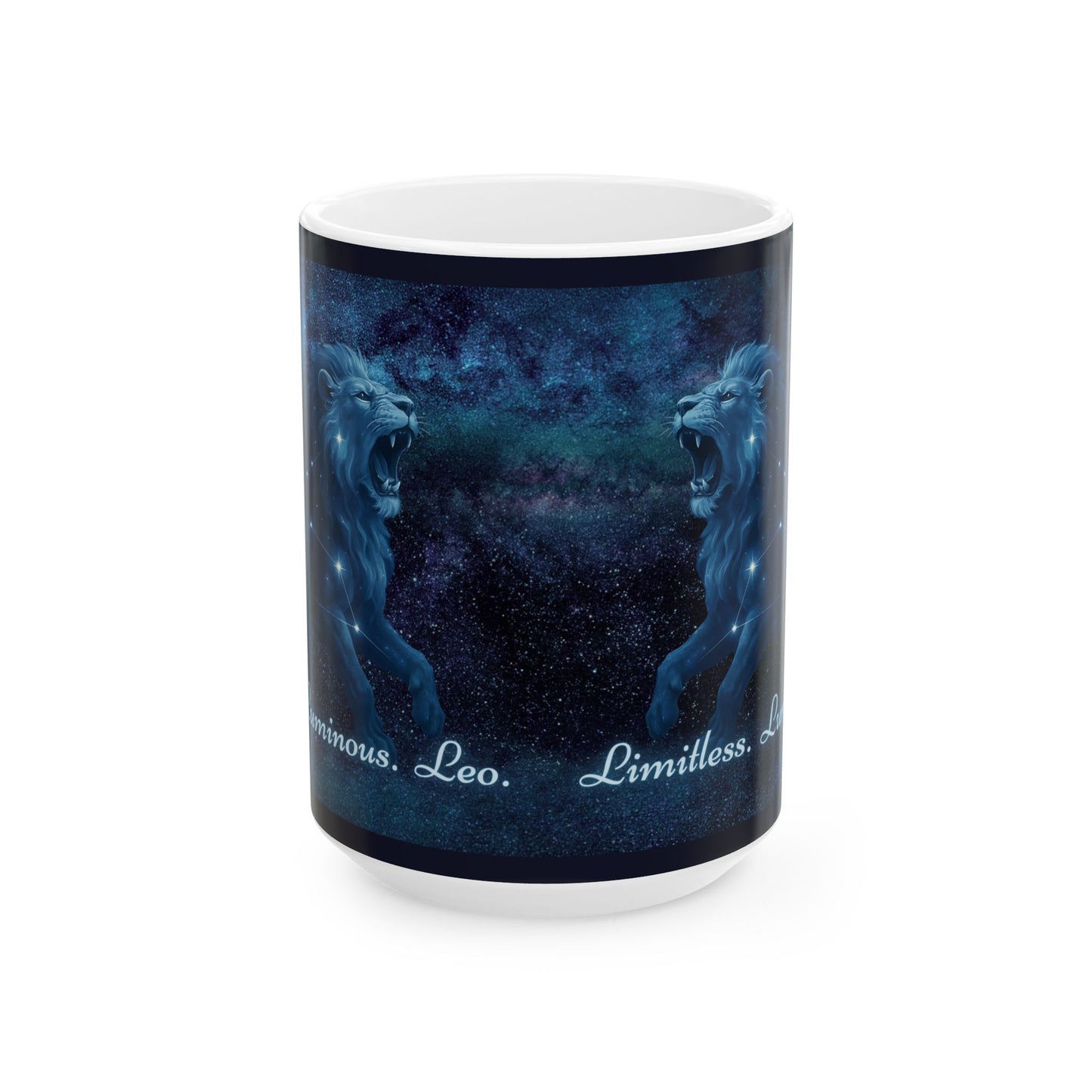 Celestial Lion Mug - Limitless Luminous Leo | Astrology Gift, Zodiac Mug, Leo Decor, Cosmic Coffee Cup, Starry Night Drinkware