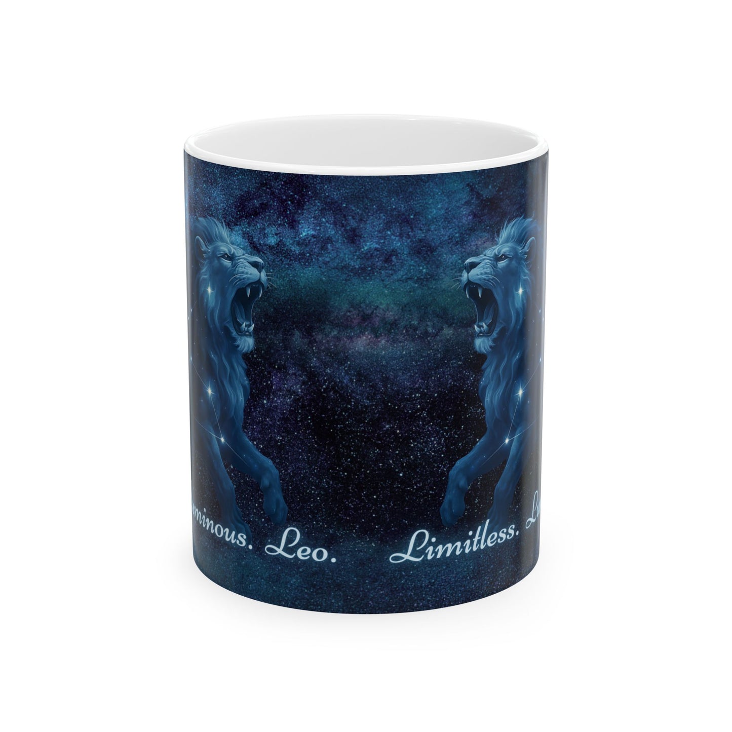 Celestial Lion Mug - Limitless Luminous Leo | Astrology Gift, Zodiac Mug, Leo Decor, Cosmic Coffee Cup, Starry Night Drinkware