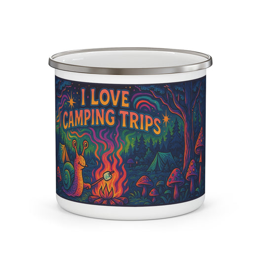 Enamel Mug - Psychedelic Camping Trip Wilderness Camp Fire Swirls