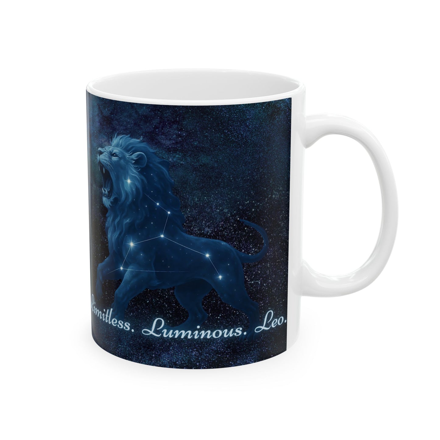 Celestial Lion Mug - Limitless Luminous Leo | Astrology Gift, Zodiac Mug, Leo Decor, Cosmic Coffee Cup, Starry Night Drinkware