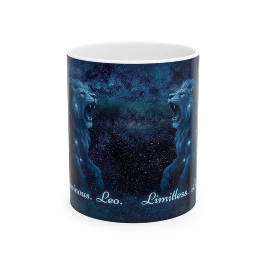 Celestial Lion Mug - Limitless Luminous Leo | Astrology Gift, Zodiac Mug, Leo Decor, Cosmic Coffee Cup, Starry Night Drinkware